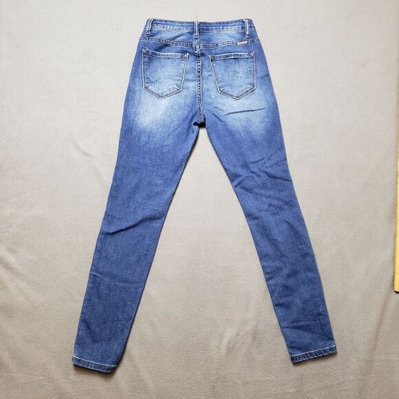 KANCAN Alexis Med Dark Wash High Rise Distressed Destroyed Skinny Jeans 25 / 3 - Picture 2 of 13